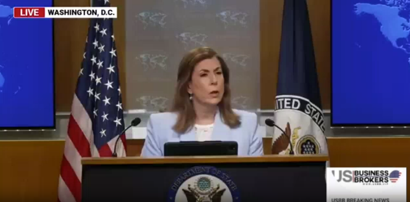 Tammy Bruce portavoz del Departamento de Estado en rueda de prensa responde preguntas sobre Irán