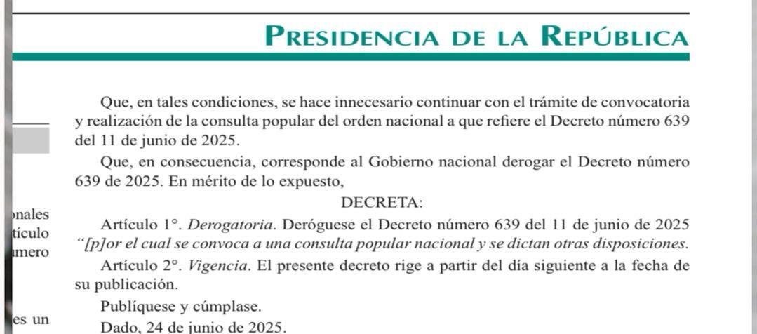 El Gobierno derogó el decreto con el que se convocaba a la consulta popular