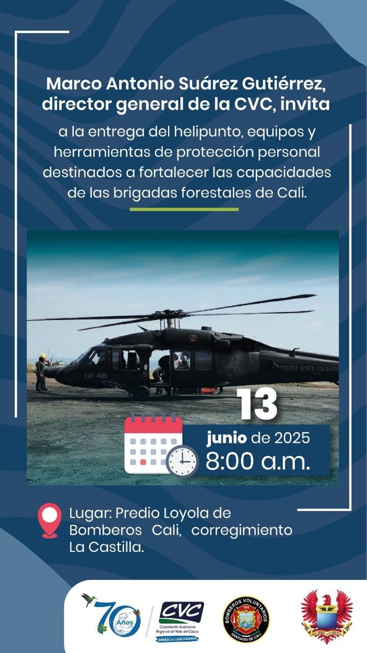 Cooperación y Alianza Público Privada, APP, permite a Cali tener su primer helipuerto destinado, entre otros, al combate de incendios forestales