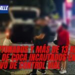 Dos capturados y más de 13 kilos de base de coca incautados en operativo de control vial